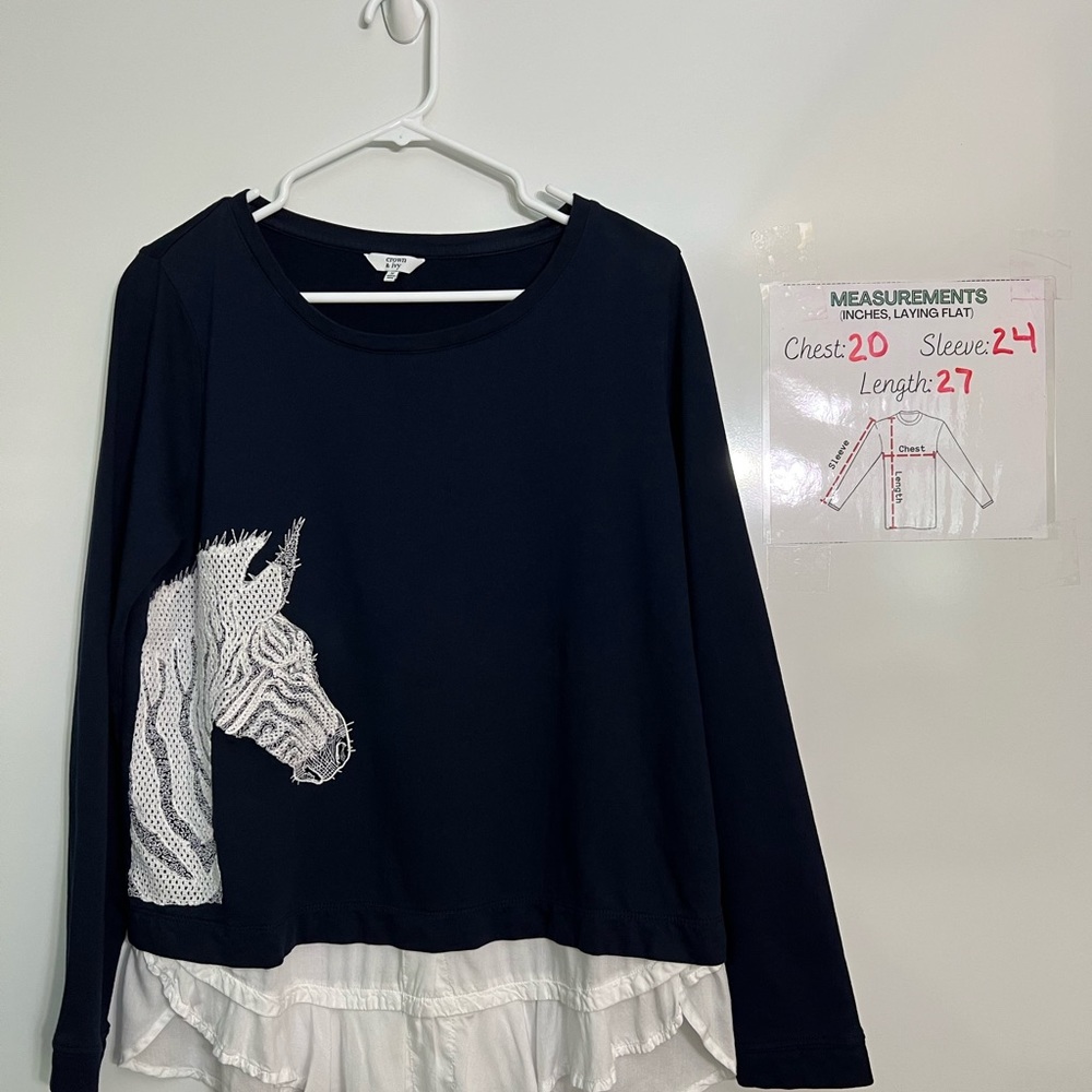 Crown & Ivy | Embroidered Zebra Sweater